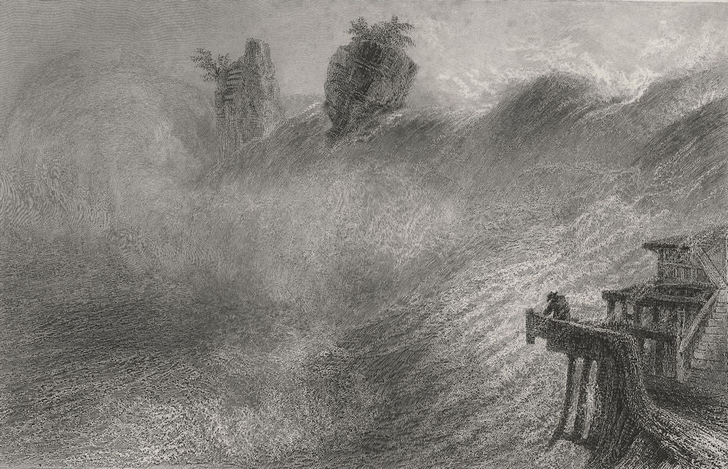 SWITZERLAND. The Fall of Schaffhausen (from the Fischetz). BARTLETT 1836 print